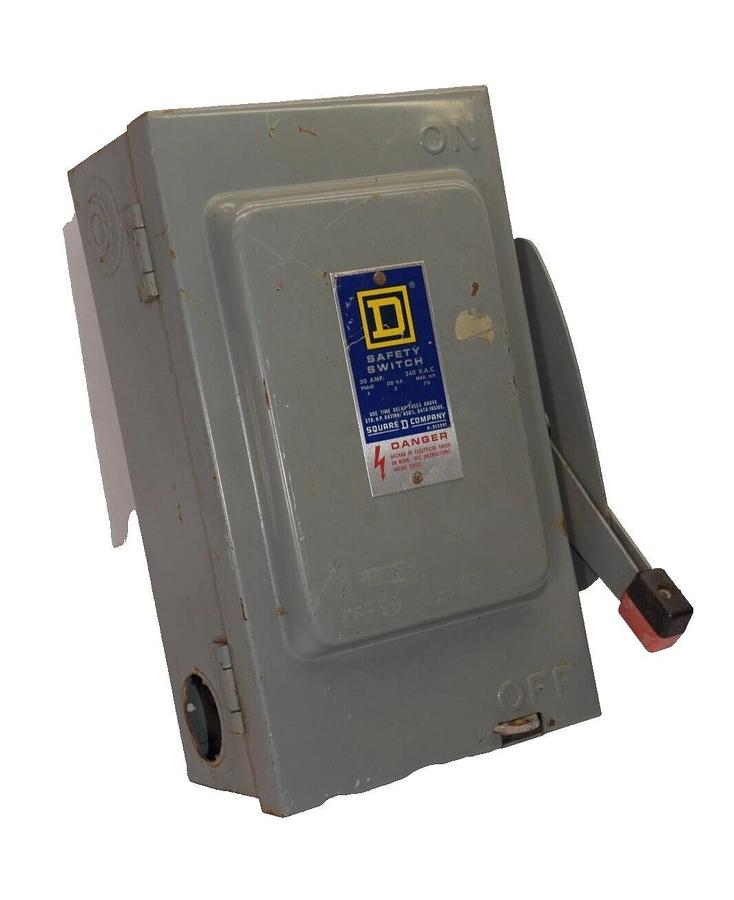 Used SQUARE D Fusible Safety Switch H-321 H321 Ser E1 30 Amp 30A Type 1 3ph 240v