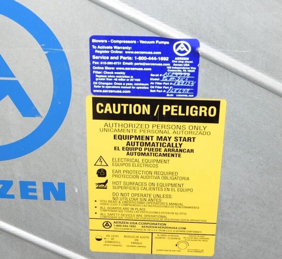 Used Aerzen GM35S Positive Displacement Rotary Lobe Industrial Blower Booster GM-35-S