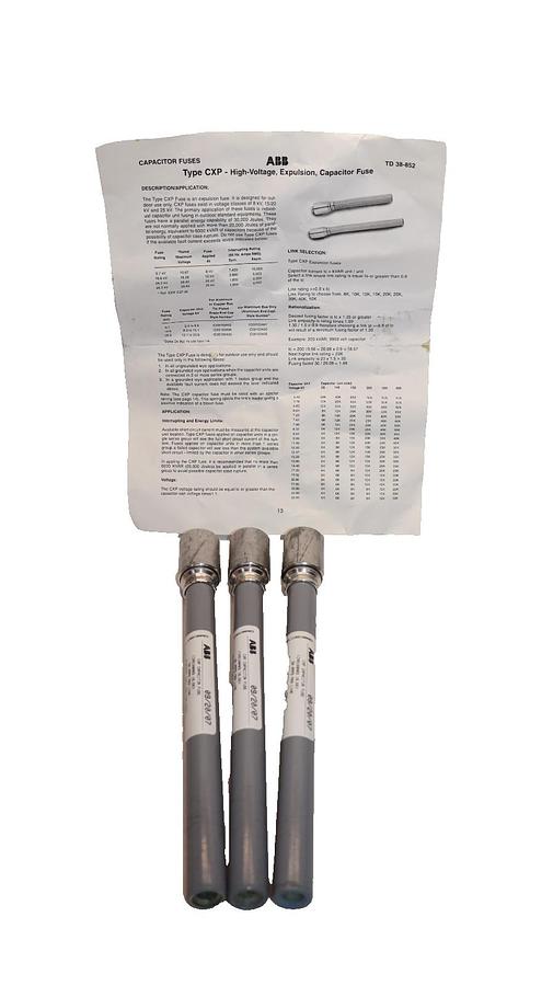 ABB 1C09100A03 16.6KV 50A Amp CXP Capacitor Fuse (New - Lot of 3)