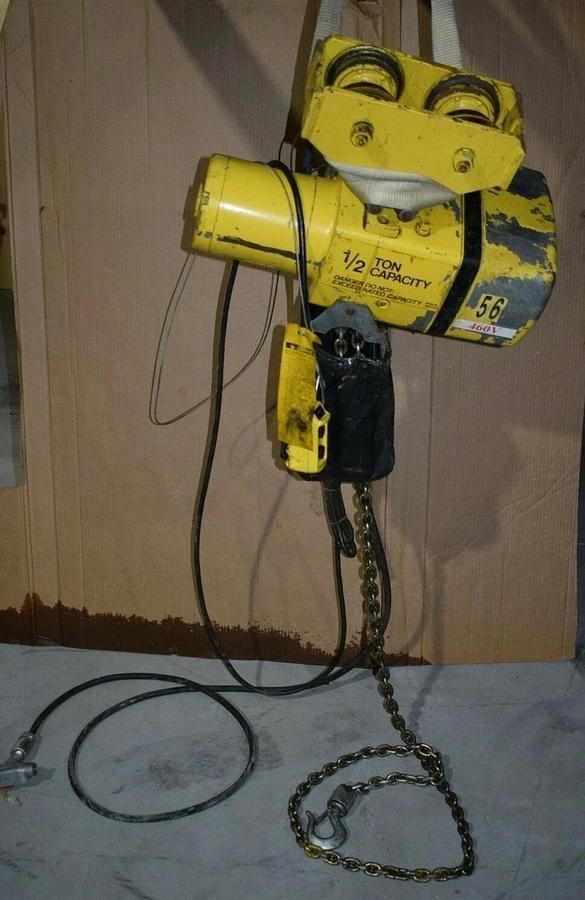 Used YALE 1/2 Ton Electric Chain Hoist KEL1/2-17LG15S1 1000lb 230/460v 3ph Trolley