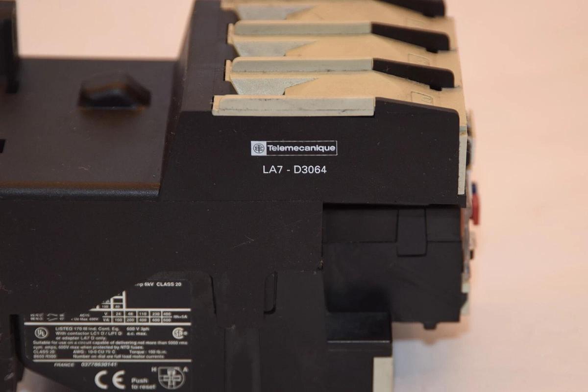 Used TELEMECANIQUE LA7-D3064 Adapter Terminal Block With LR2D35 30-40A Overload Relay