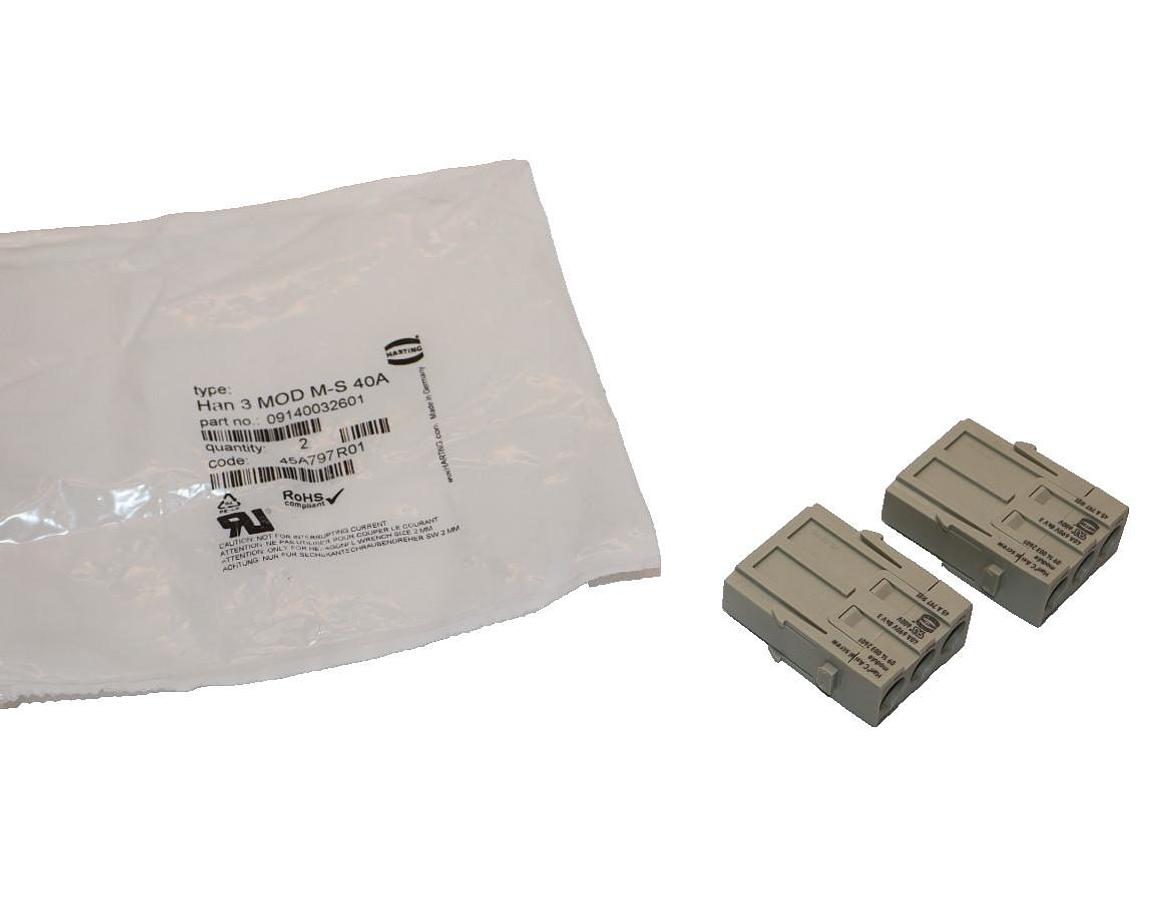 Harting Male Module Insert Han 3 MOD M-S 40A Plug 09140032601 2-Pack (New)