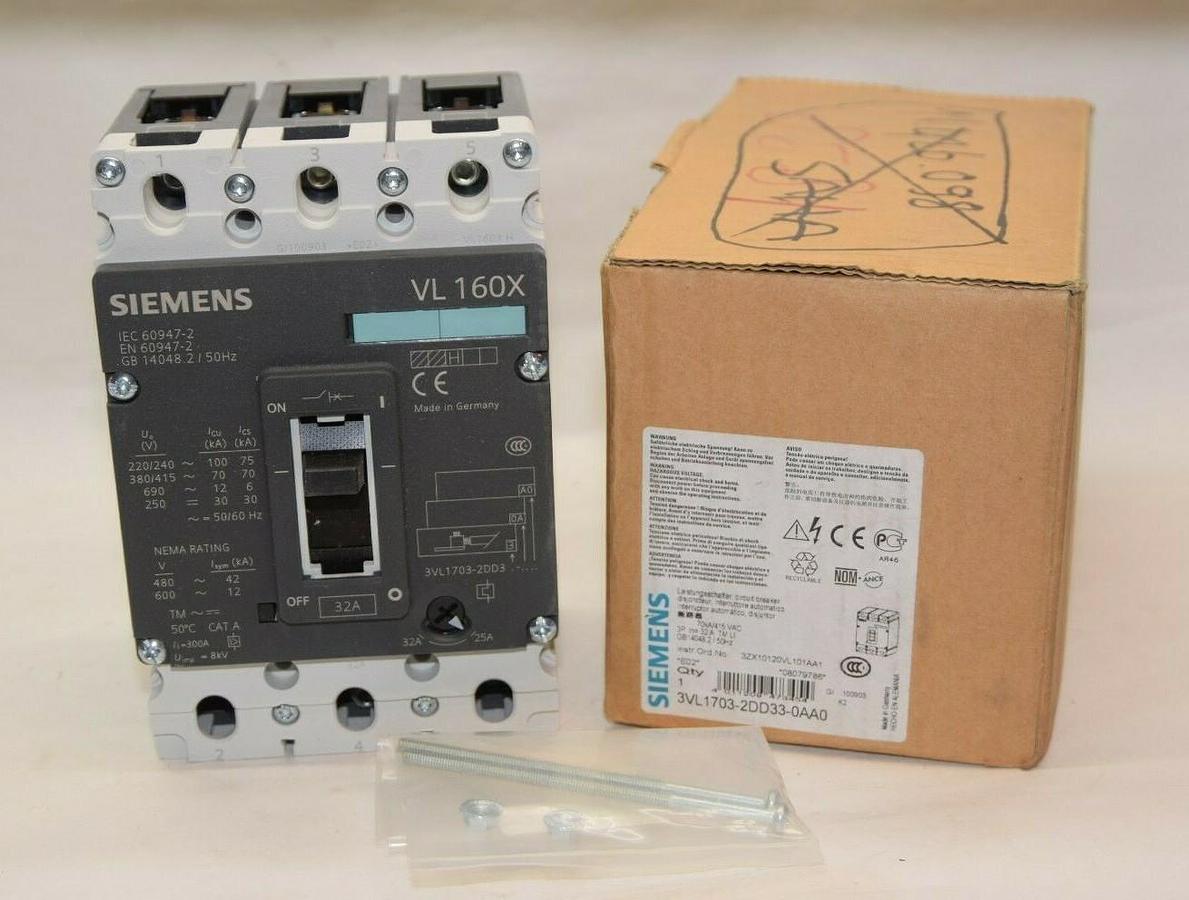 Siemens VL160X 32 Amp A 32A Breaker 3VL1703-2DD33-0AA0 3ZX10120VL101AA1 (NEW)