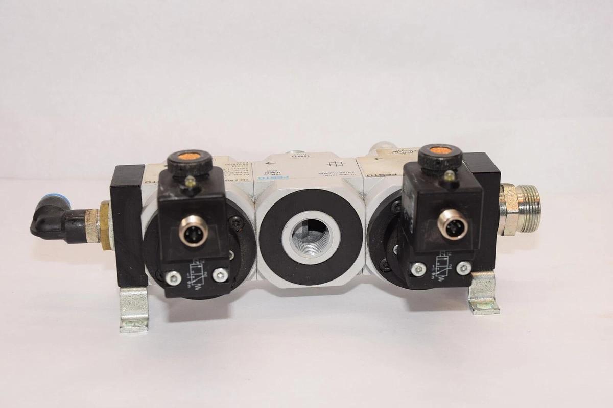 Used FESTO HEE-D-MIDI-24-M12-VW-SA On/Off Valve Assembly W/ Branching Module 164953