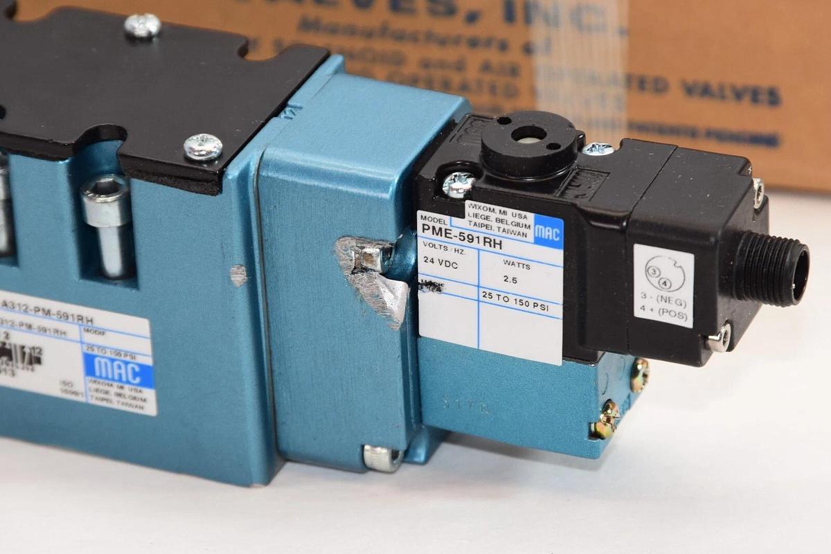 (NEW) MAC VALVES MV-A2B-A312-PM-591RH , PME-591RH Solenoid Valve *Chip, as is*