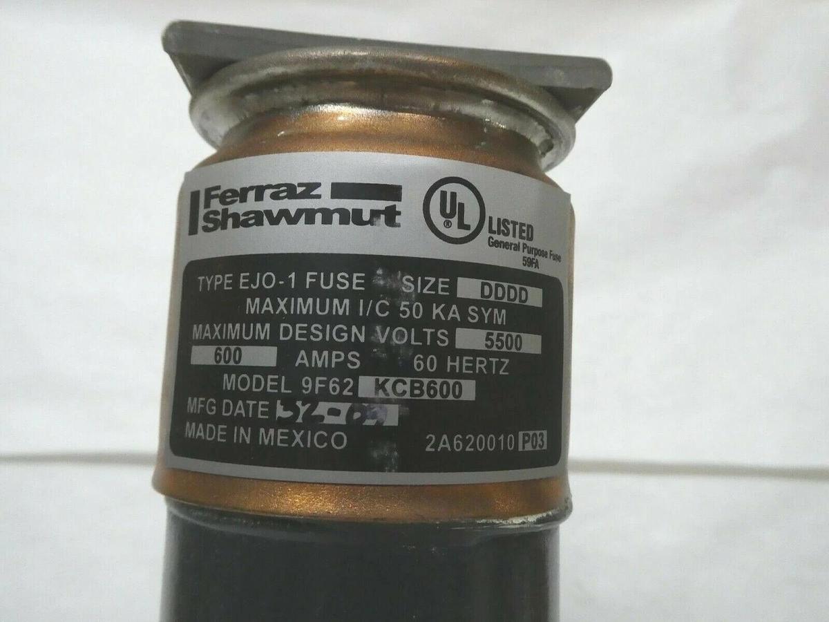 (NEW) FERRAZ SHAWMUT 9F62KCB600 5.5kv 600A Type EJ0-1 Size DDDD Fuse Assembly