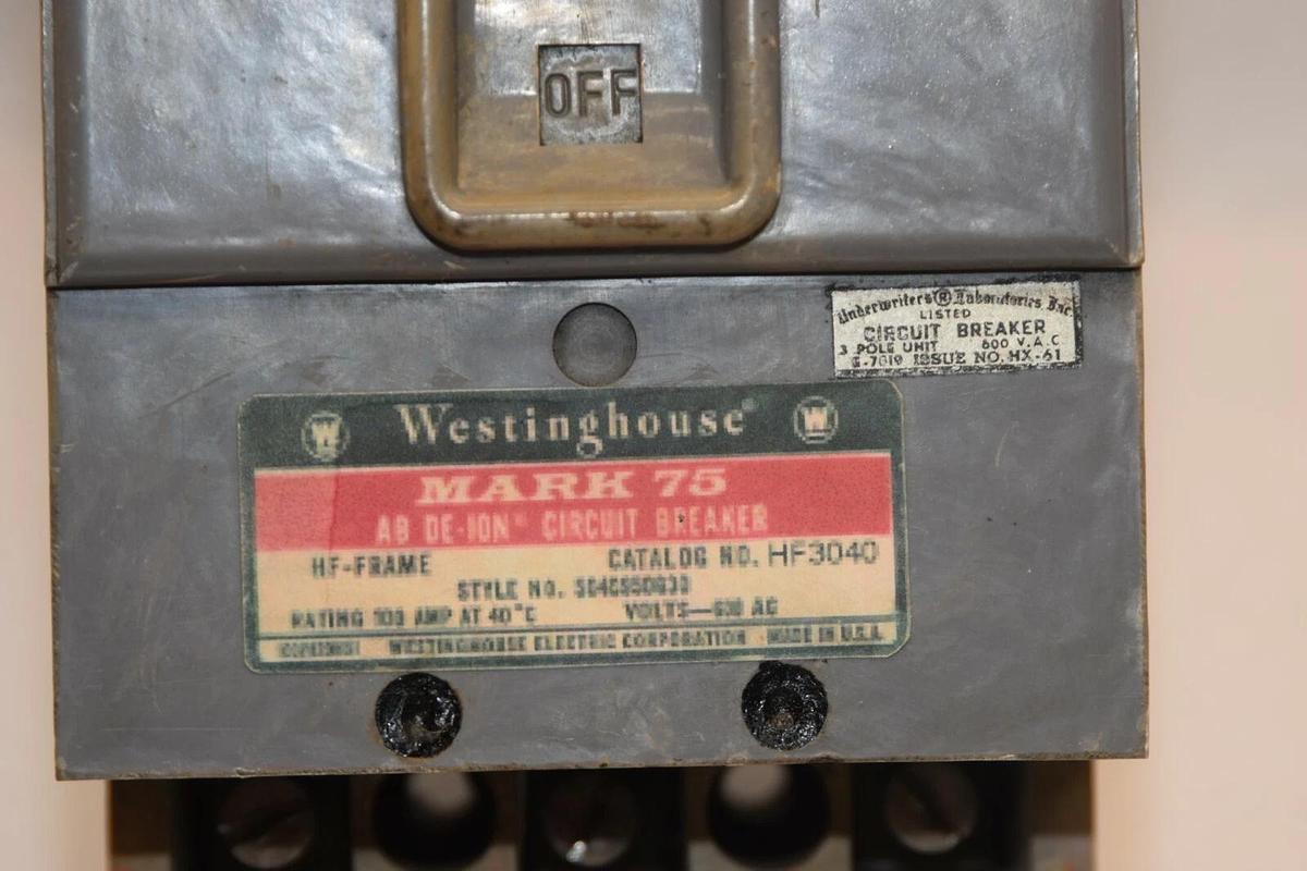 Used WESTINGHOUSE HF3040 HX-61 3P 40A 40 Amp 40 A HF-Frame Mark 75 Circuit Breaker