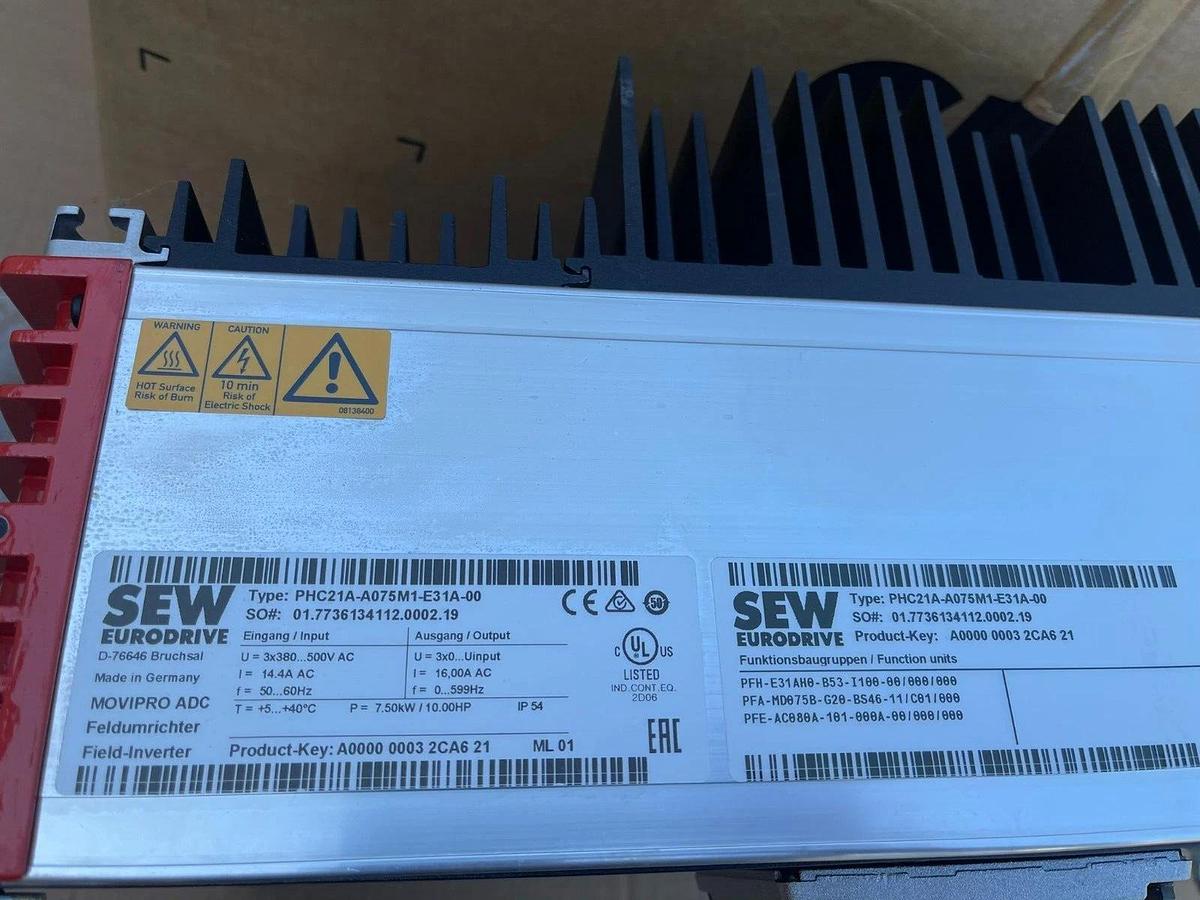SEW Eurodrive MOVIPRO ADC Drive Inverter PHC21A-A075M1-E31A-00 7.5kw 10hp (NEW)