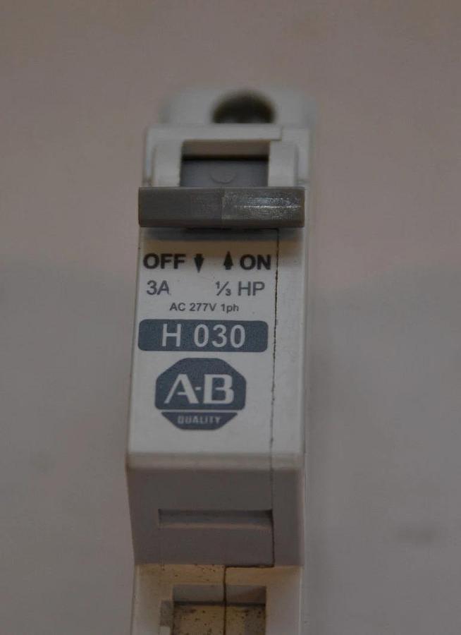 Used Allen Bradley 1492-CB1 H030 H 030 Circuit Breaker 3A 3 A 3 Amp 1/3hp 277vac 1ph