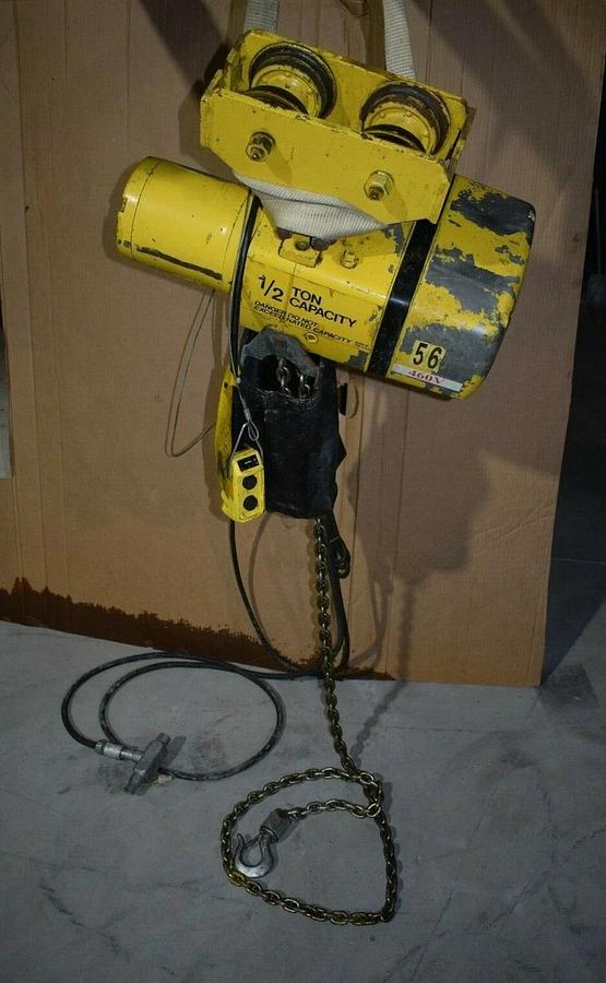 Used YALE 1/2 Ton Electric Chain Hoist KEL1/2-17LG15S1 1000lb 230/460v 3ph Trolley