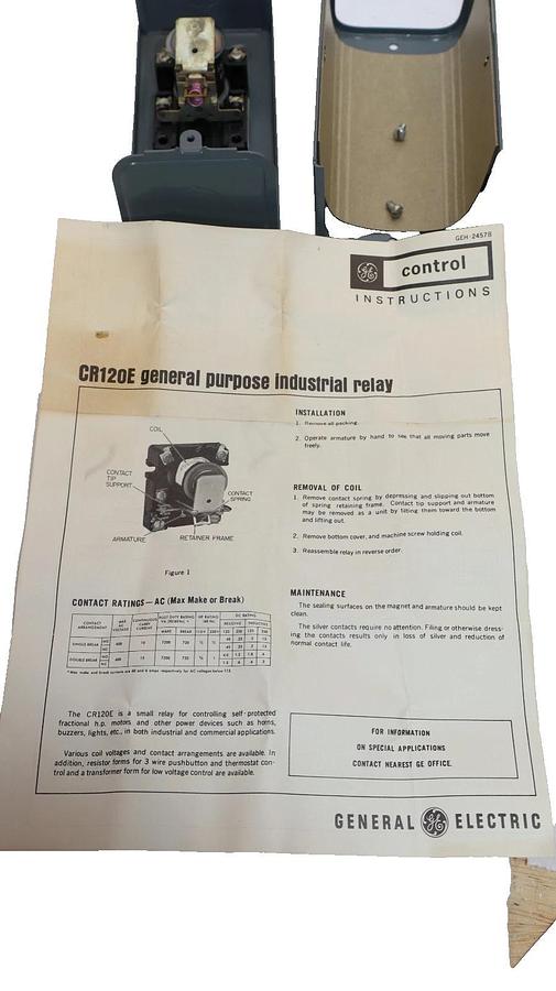 General Electric General Purpose Relay Coil CR120E10102 1HP 230V 15A 600V (New)