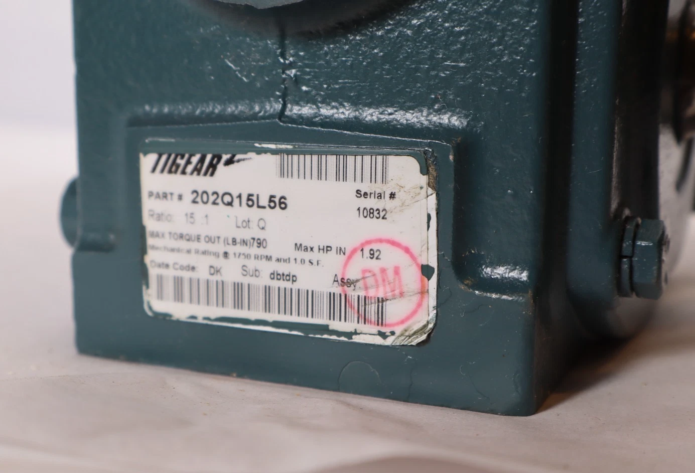 Refurbished Dodge Tigear Gear Box Speed Reducer 202Q15L56 0.92Hp 1750rpm 15:1 Ratio 1" Shaft