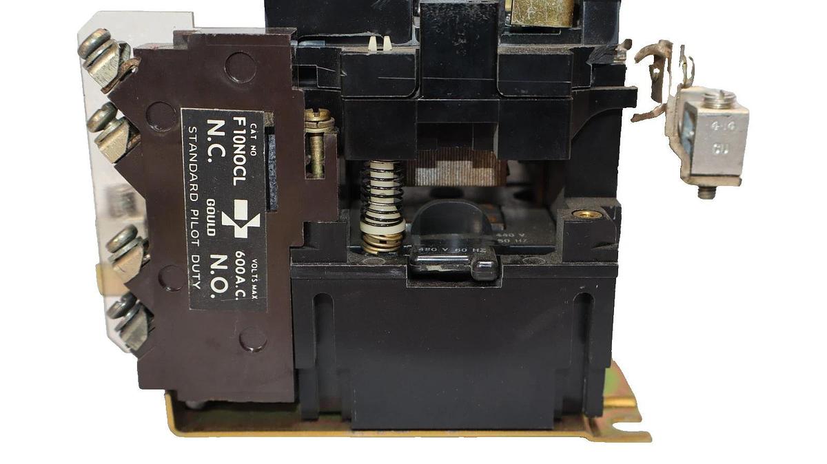 Used Gould A103D Size 2 Contactor With F10N0CL Auxiliary Contact *Chipped*