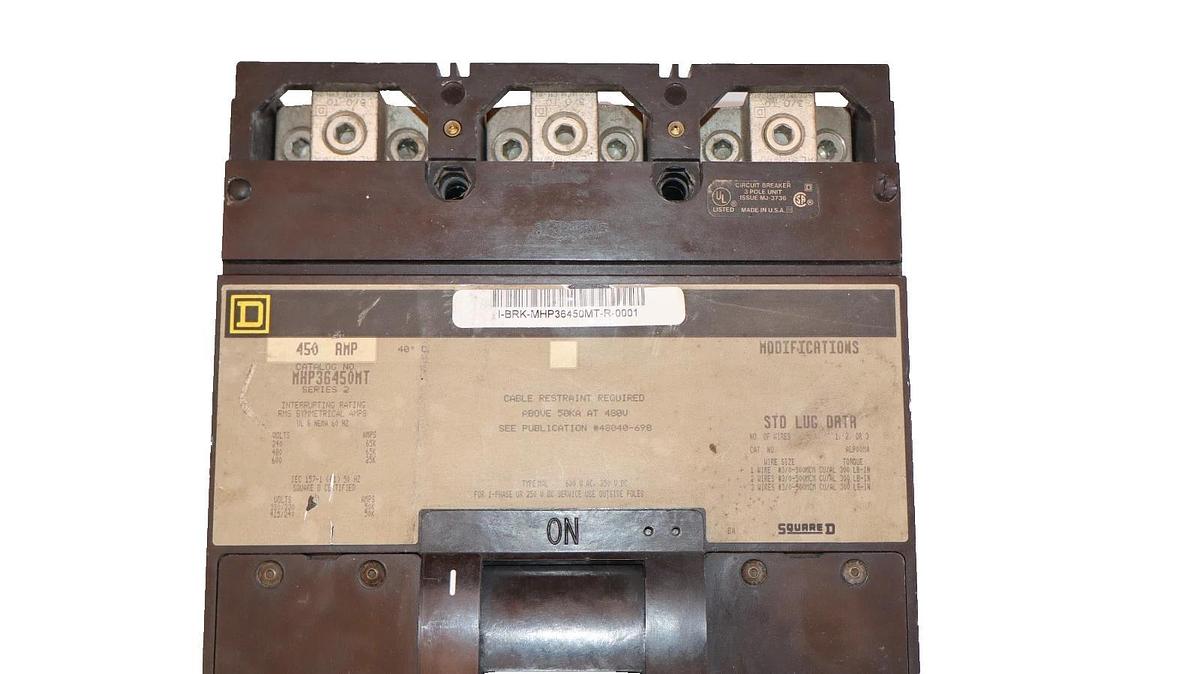 Used Square D Breaker MHP36450MT 450 AMP 600V  450A Magnetic Trip Adjustment