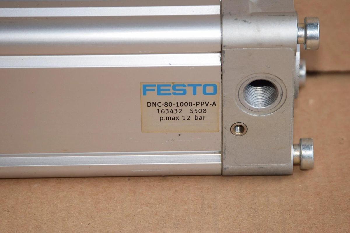 Used FESTO DNC-80-1000-PPV-A 12 Bar Pneumatic Cylinder