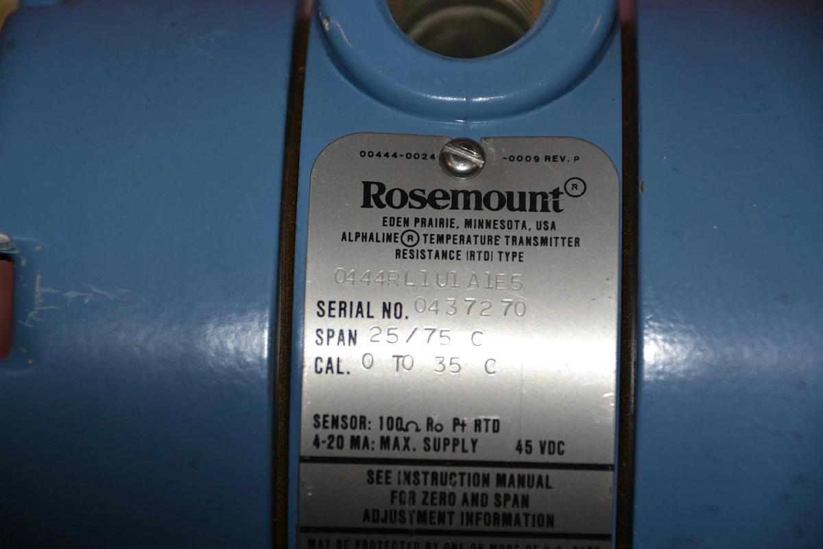 Used Rosemount 0444RL 1U1A1E5 Temperature Transmitter 0-75c  0444RL2U1A1E5