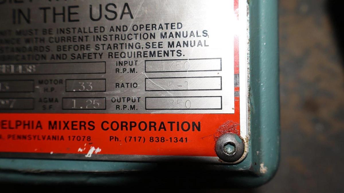 Philadelphia Portable Mixer Tank Agitator PG-13 1/3hp 350rpm 3ph Lightnin (NOS)