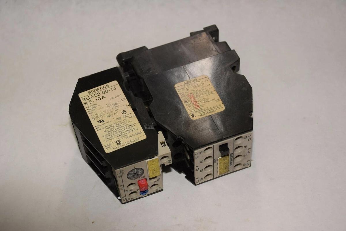 Used SIEMENS 3UA5200-1J 6,3-10A WITH 3 TB4217-0A 3UA52 & 3TB42 500V 30A 3PH CONTACTOR