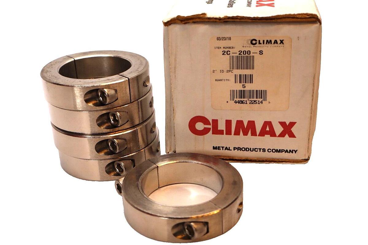 (NEW - Box of 5) CLIMAX 2C-200-S , 2C200S Stainless Steel 2" Clamping Collar