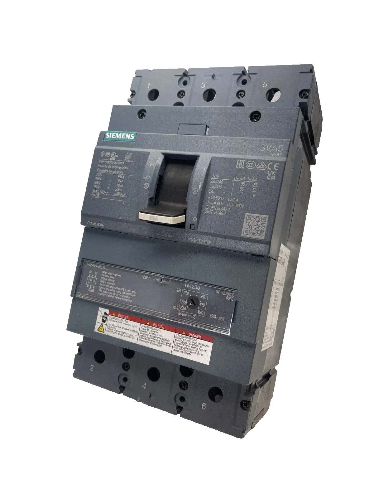 Siemens 450a Breaker 3VA5445-5EC31-0AA0 450 Amp 3VA5445-5EC31 0AA0