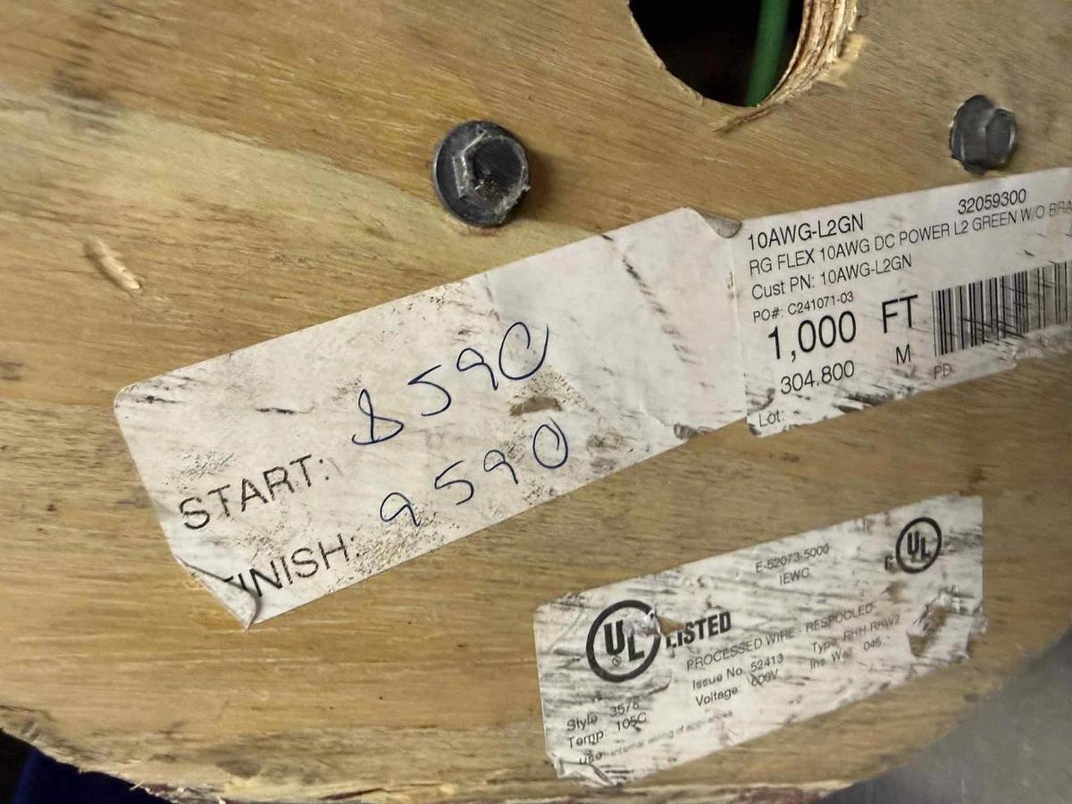 1000' RG Flex Wire 10 AWG DC Power L2 Green w/o Braid 10AWG-L2GN 3578 RHH-RHW2