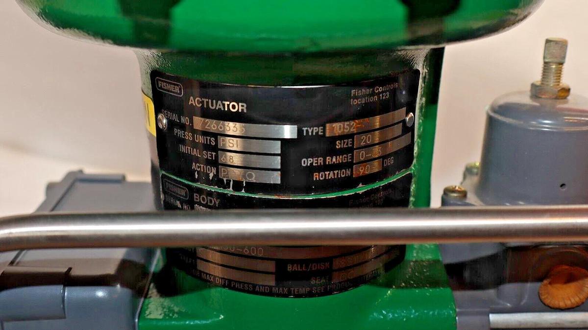 Fisher Valve 1052 Size 20 Actuator V200 Body CL150-600 FIELDVUE DVC6020 Ctrl