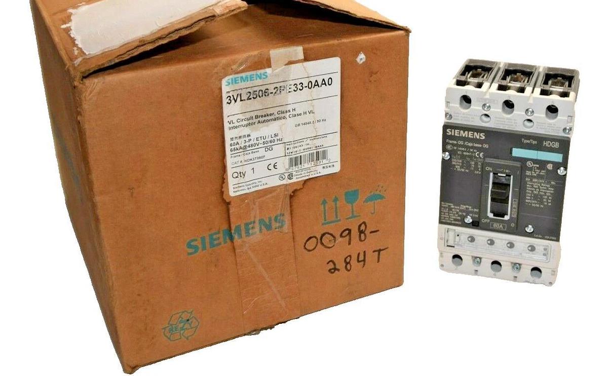 SIEMENS 3VL2506-2PE33-0AA0 Breaker 60A 60 Amp 3P HDK3T060F HDGB 60 A (NEW)