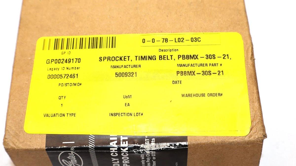 Gates PB8MX-30S-21 , PB8MX30S21 Polychain GT2 Timing Belt Sprocket USA (NIB)