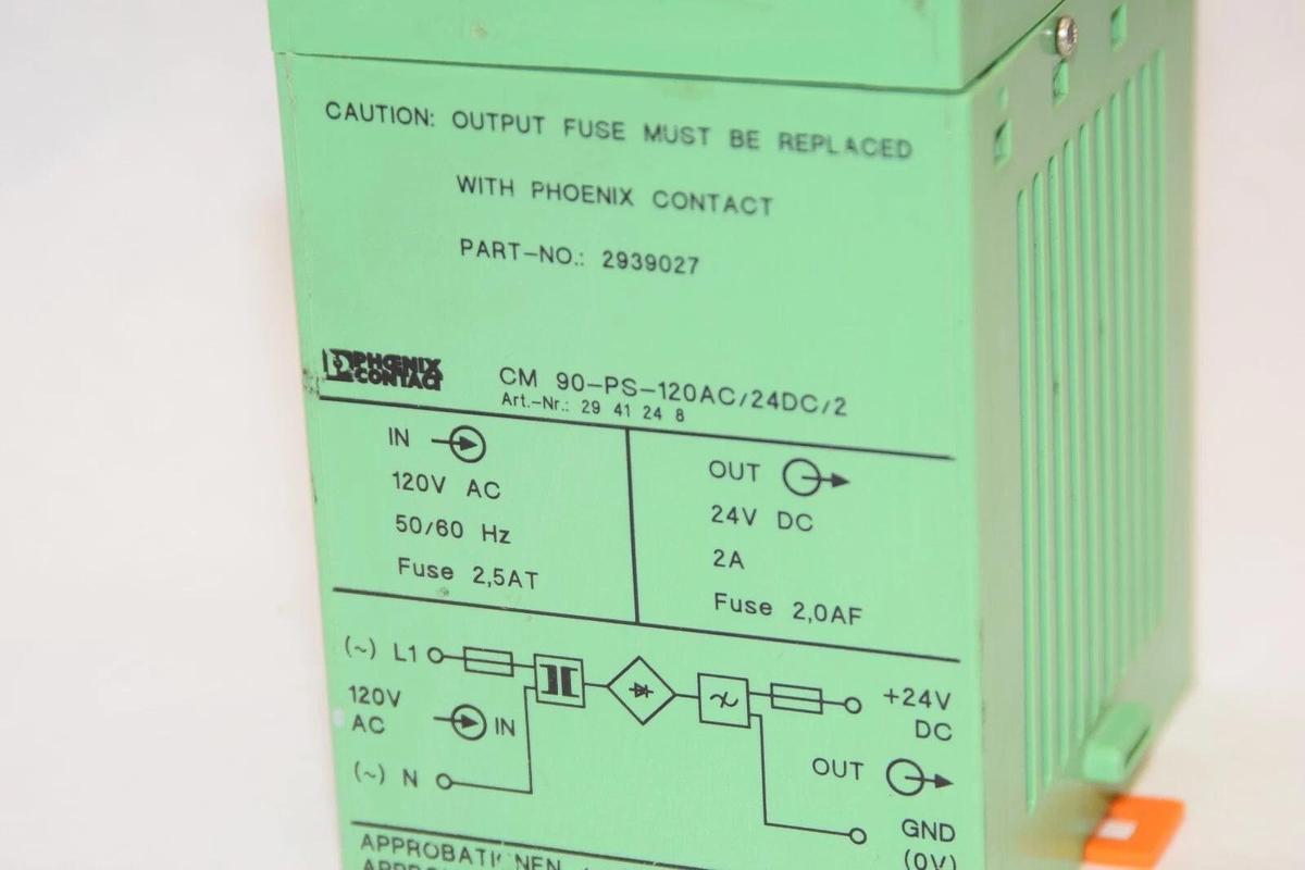 Used PHOENIX CONTACT CM 90-PS-120AC/24DC/2 2939027 120Vac 24Vdc 2A Power Supply