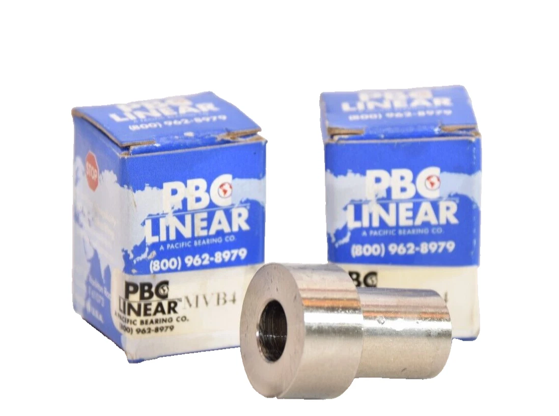 Used (LOT OF 2) PBC LINEAR A PACIFIC BEARING CO. MVB4 V-Guide Fixed Bushing *NEW*