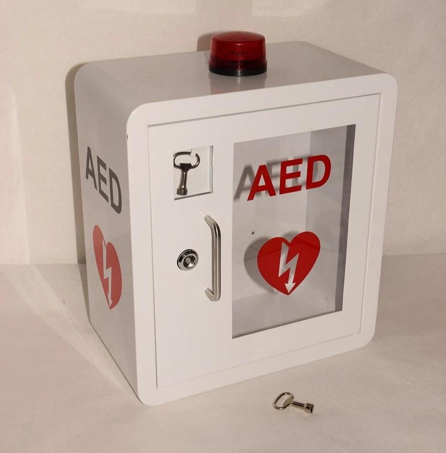(New) Wall Mount AED Defibrillator Cabinet With Strobe Light & 2 Keys