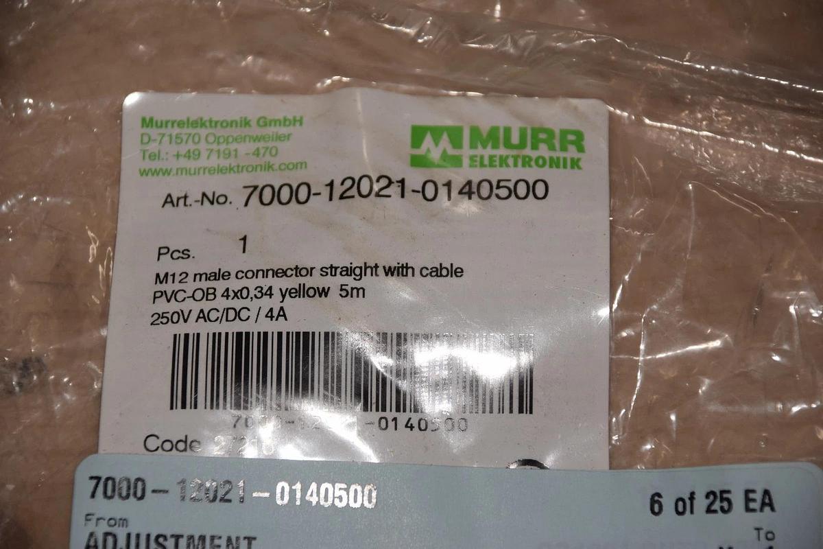 MURR ELEKTRONIK 7000-12021-0140500 M12 MALE CONNECTOR CABLE NEW