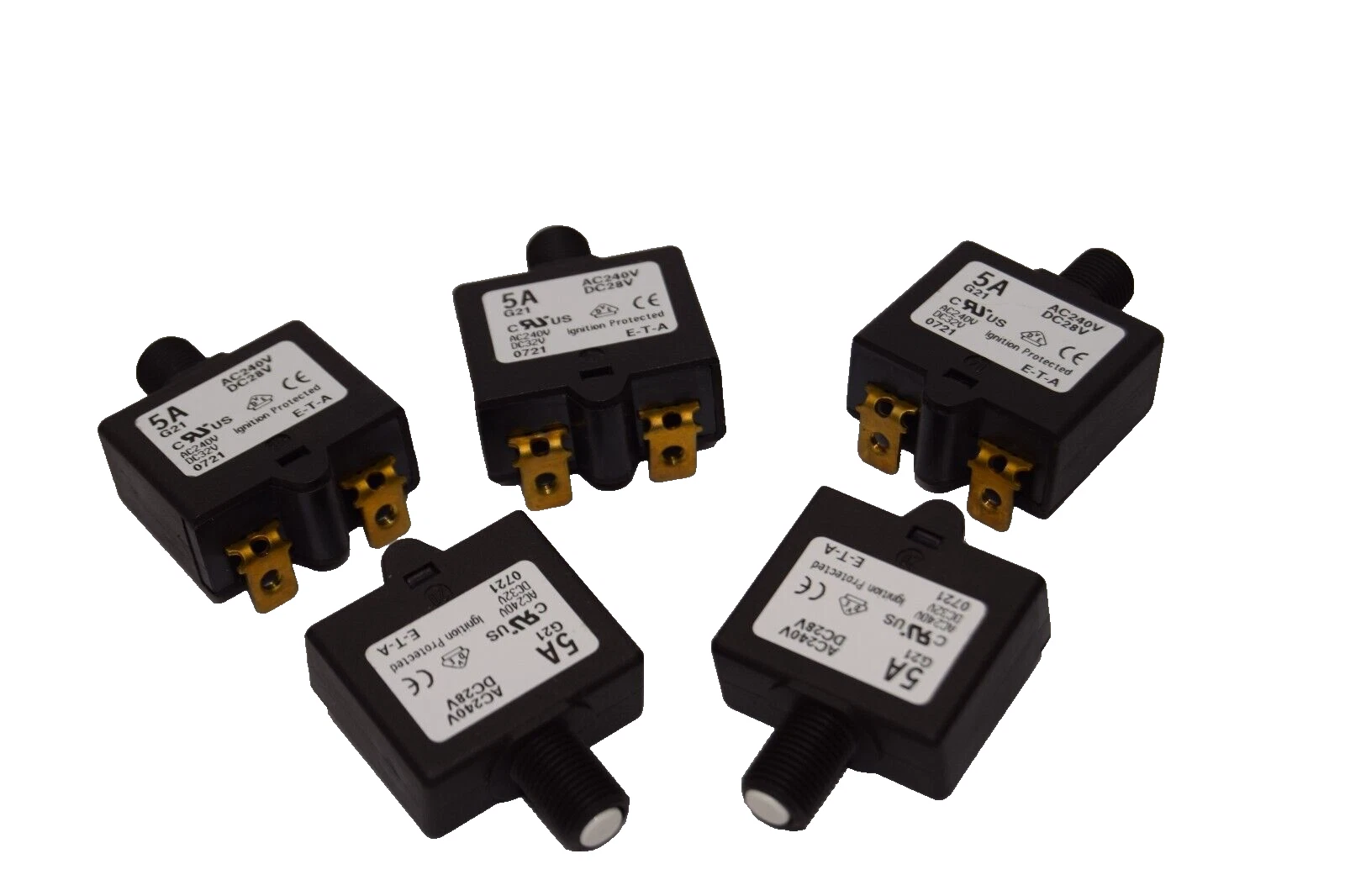 Lot 5  E-T-A ETA 1658-G21-00-S83-5A BREAKER  7-17sec 5A 5 Amp G21 1658 240v 28v