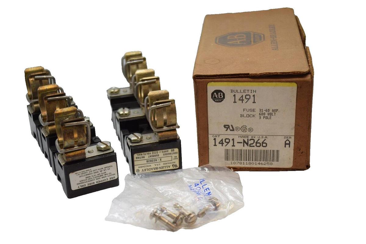 ALLEN BRADLEY 1491-N266 X-402028 Series A 31-60A 600V 3 Pole Fuse Block (NEW)