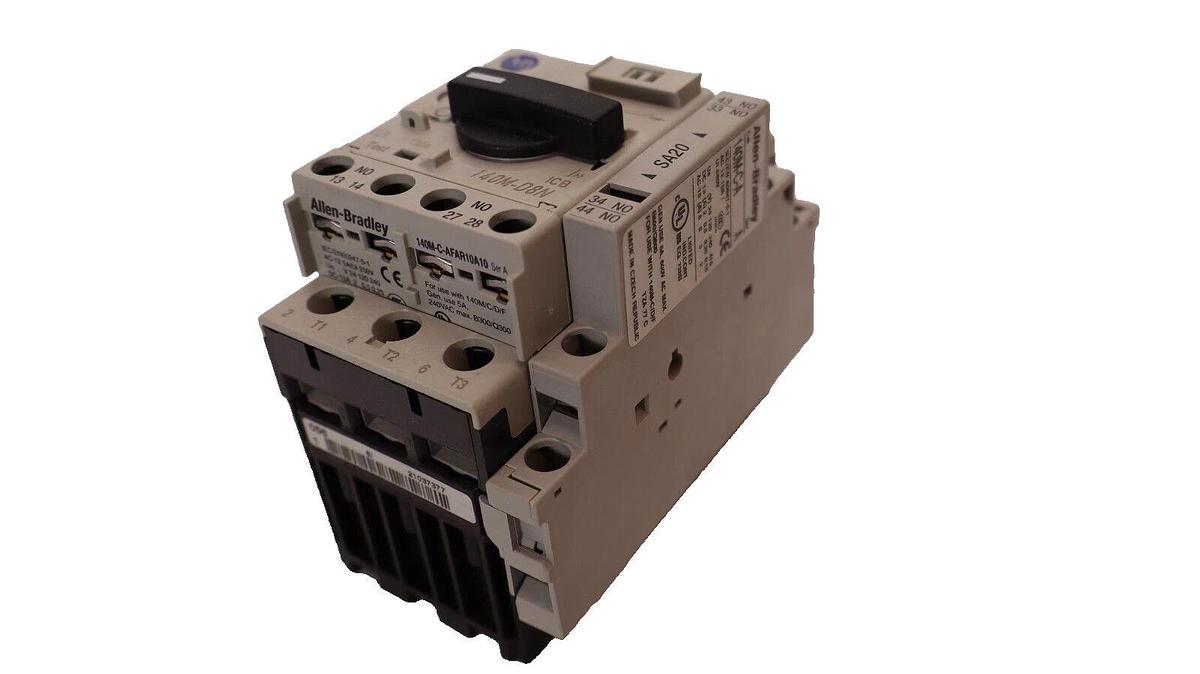Used ALLEN BRADLEY 140M-D8N-C10 Series C Manual Motor Starter W/ 140M-C-A Aux Contact