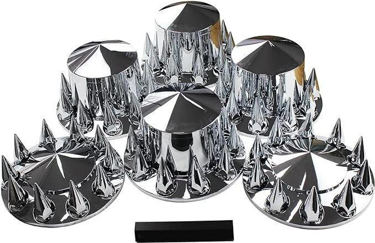(NEW) JIUXI JX-FRP6 33mm Chrome ABS Complete Axle Cover Set (Spiked)