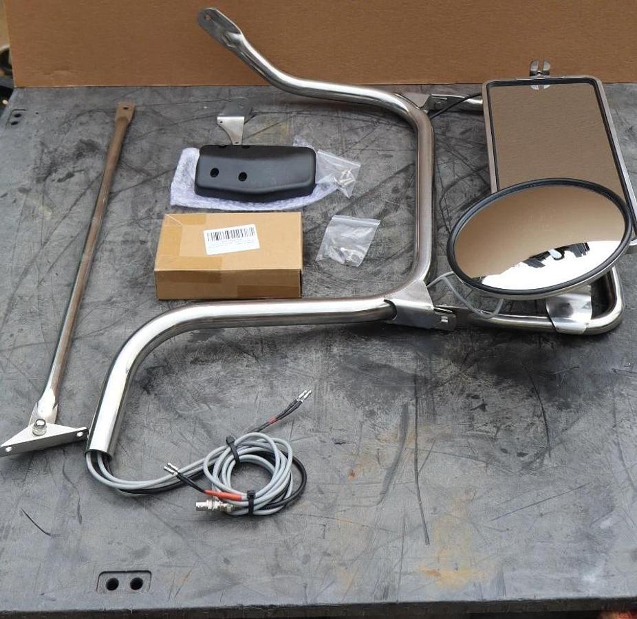 Right Hand Semi Truck Wired Mirror Assembly Cab Door RH Passenger Side (NEW)