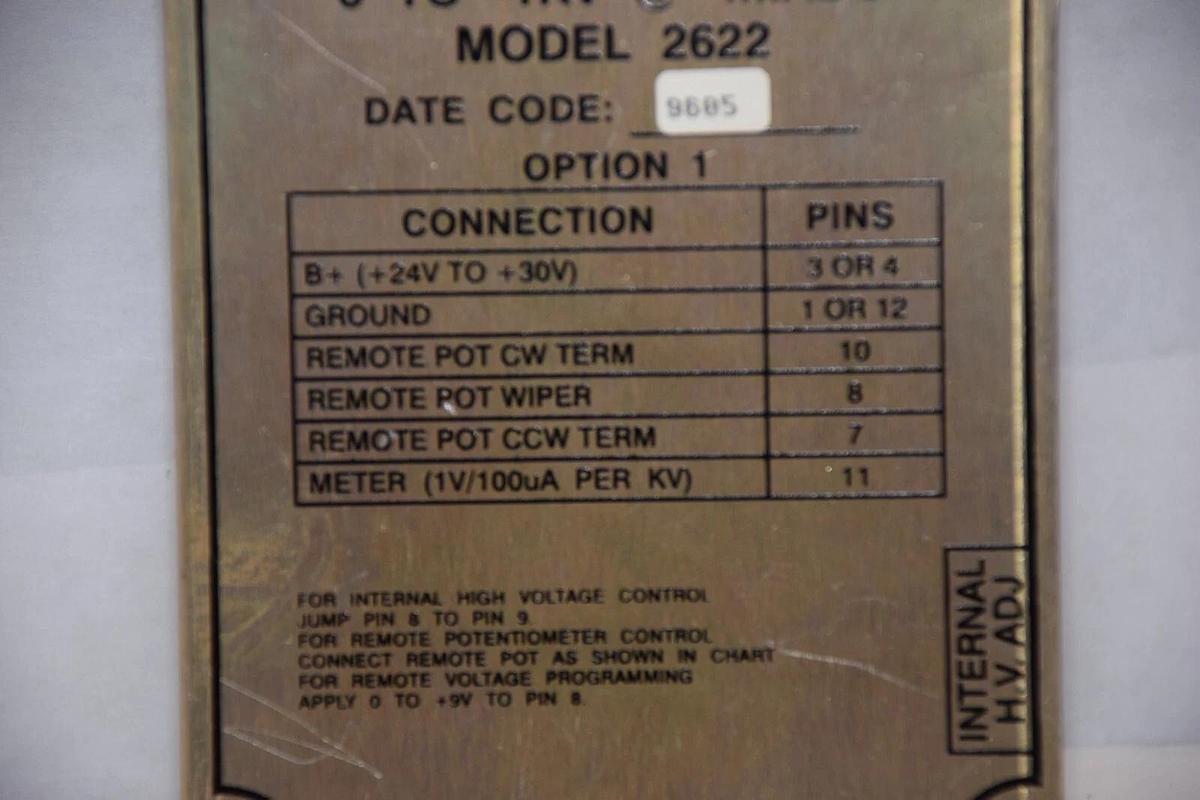 Used ELMA / BERTAN 2622 0 to -1Kv @ 4mADCPower Supply