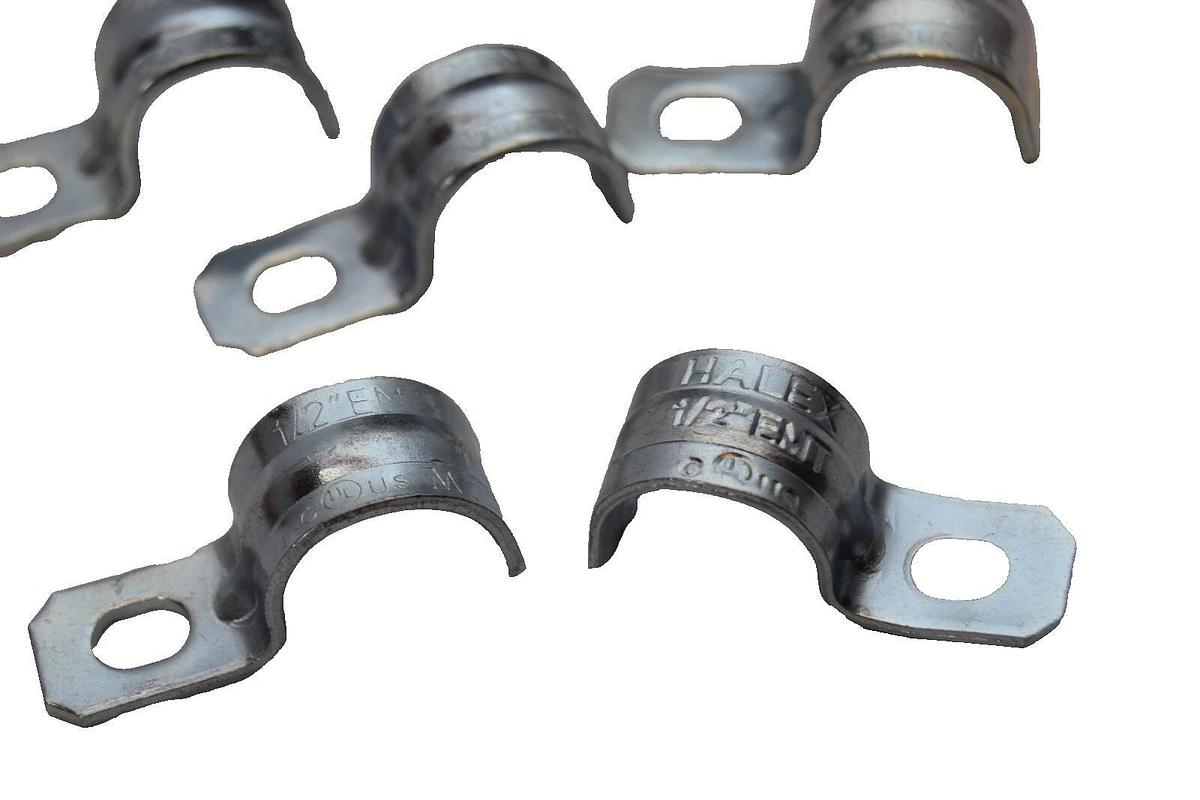 (Lot of 100) Assorted Brands HALEX  1/2" EMT  1 Hole Conduit Pipe Strap  NEW