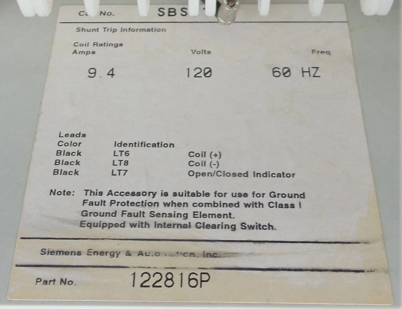 (New) Siemens SBS1600 SBS2016 Breaker 1600 AMP 600VAC