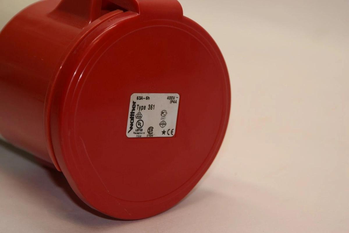Used WALTHER 361 63A-6h 63A 400V Female Plug Receptacle