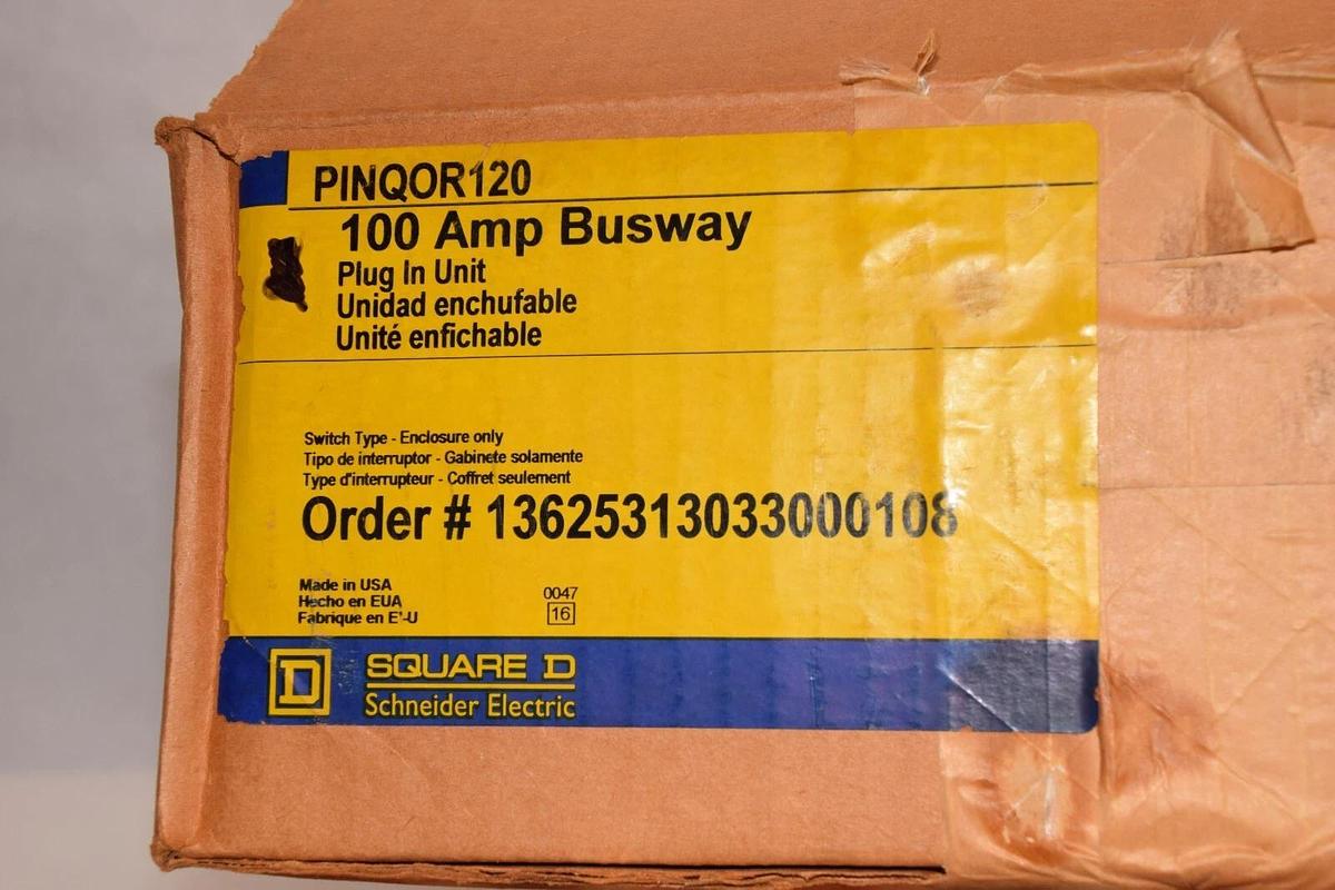 SQUARE D PINQOR120  I-Line 100A 100 Amp Busway Plug In Unit 120v 3P4W (NEW)