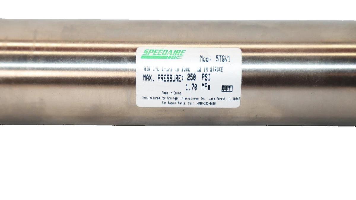 (NEW) SPEEDAIRE 5TGV1 1-1/2" Bore  250psi 1.70MPa 12" Stroke Pneumatic Cylinder