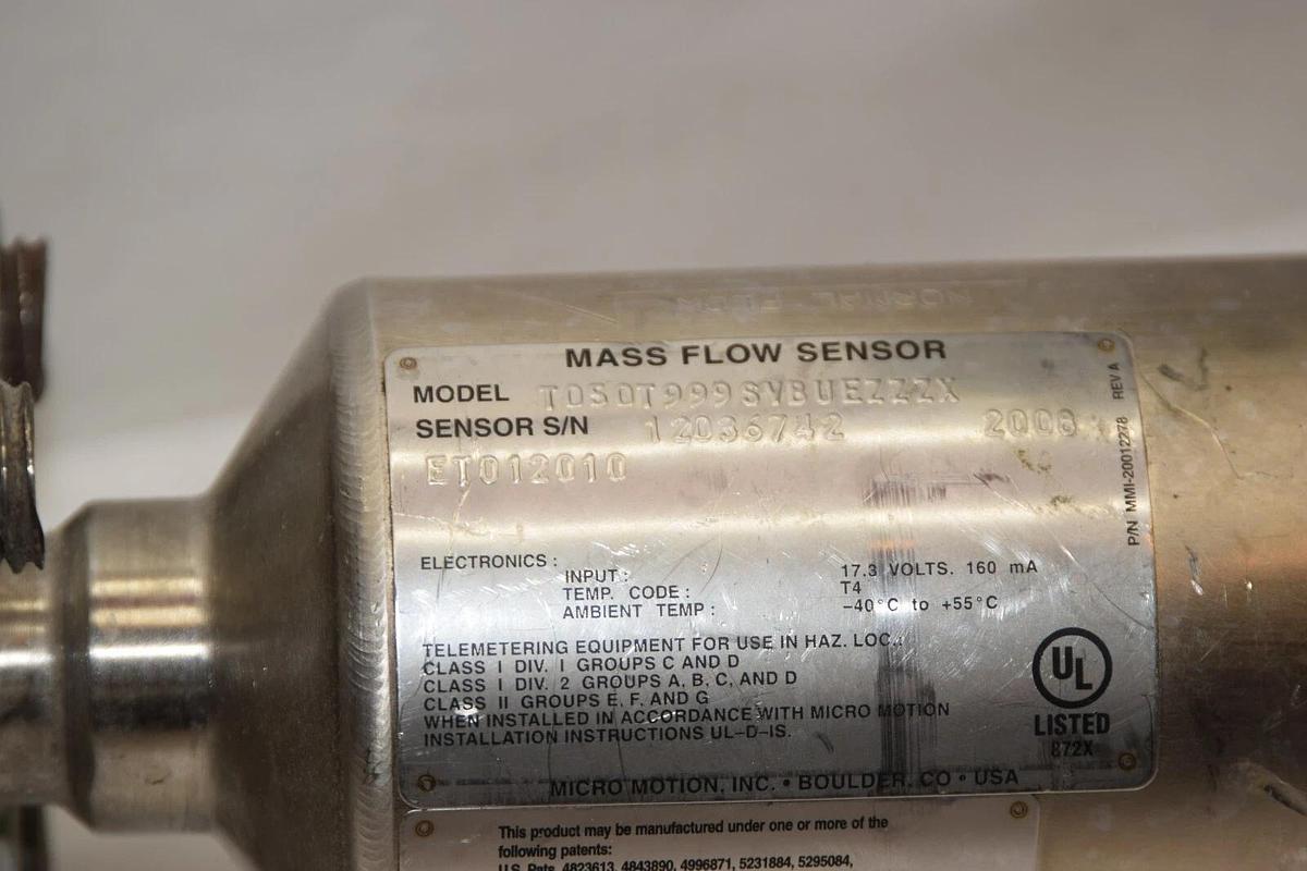 Used Micro Motion Micromotion Mass Flow Sensor T050T999SVBUEZZZX