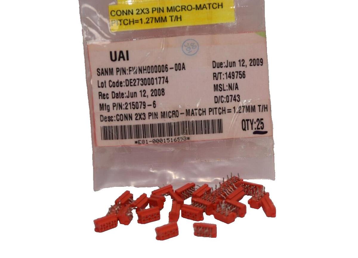 (NEW -Lot 25) 215079-6 2x3 Pin Micro Connector Match Pitch 1.7mm T/H