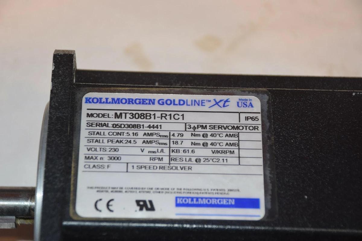 Used Kollmorgen MT308B1-R1C1 GOLDLINE XT servo motor 230V 3000RPM