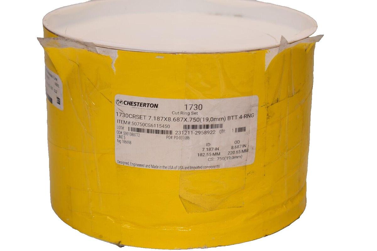 CHESTERTON 1730 Mechanical Seal Service Packing Cut Ring 7.187x8.687x.75 4-RNG