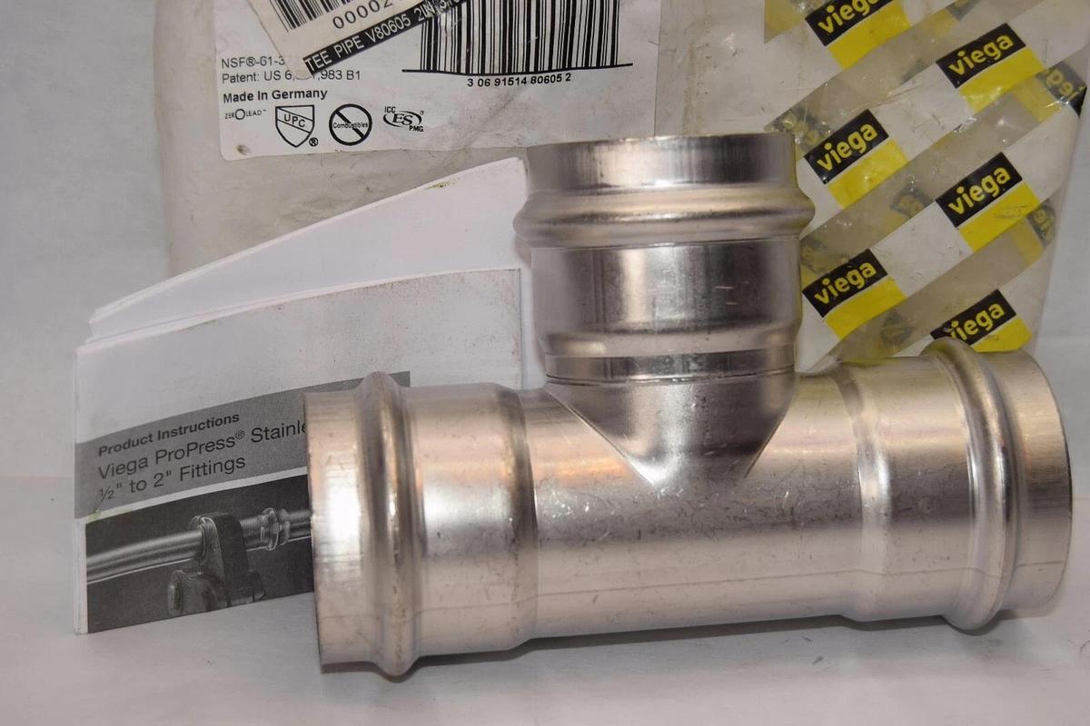 VIEGA 80605 2" x 2" x 2" 2 inch 316 SS 316ss Stainless ProPress T Tee Pipe (NEW)