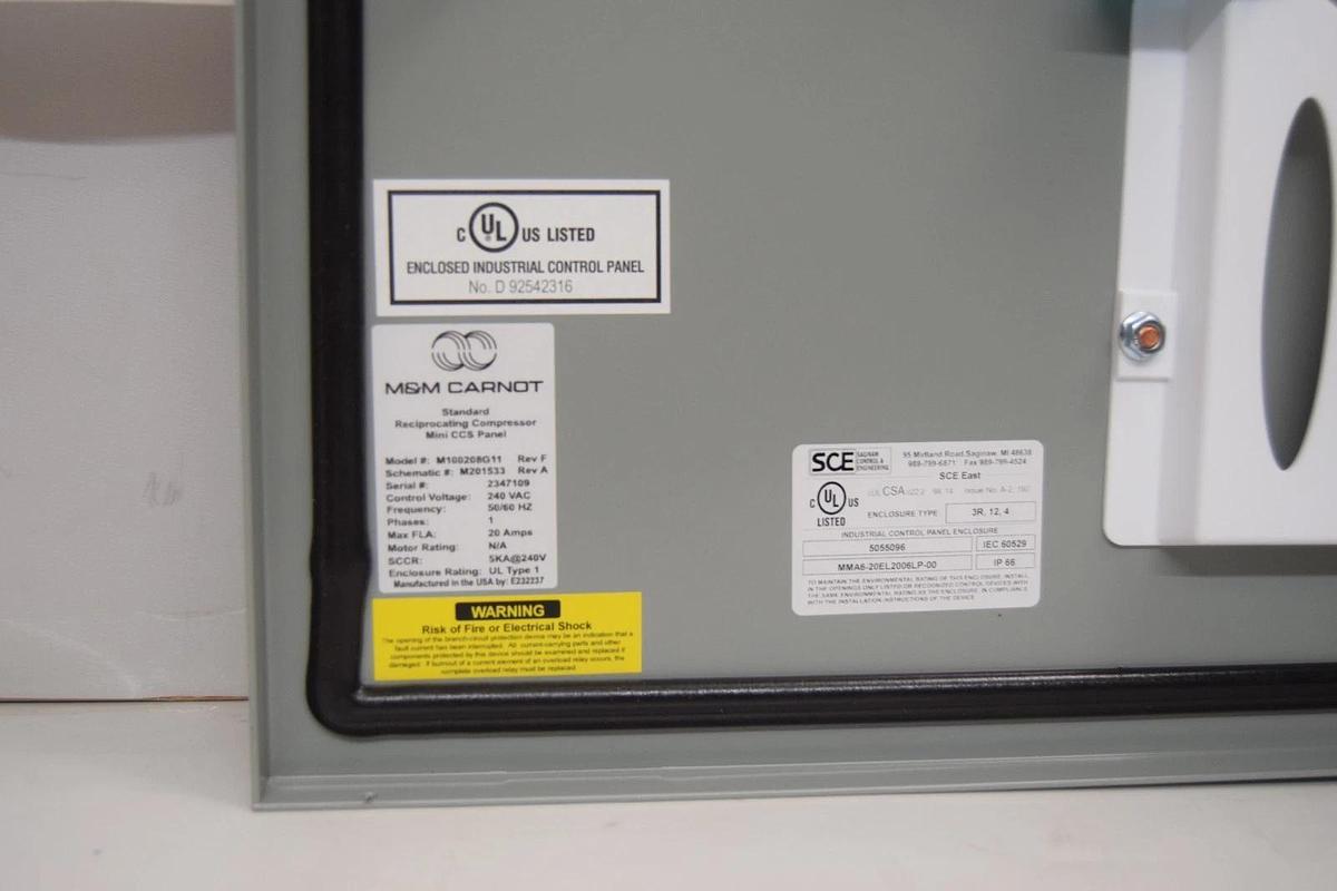 Used M&M Refrigeration Reciprocating Compressor ControlPanel M100408G11 Missing Board