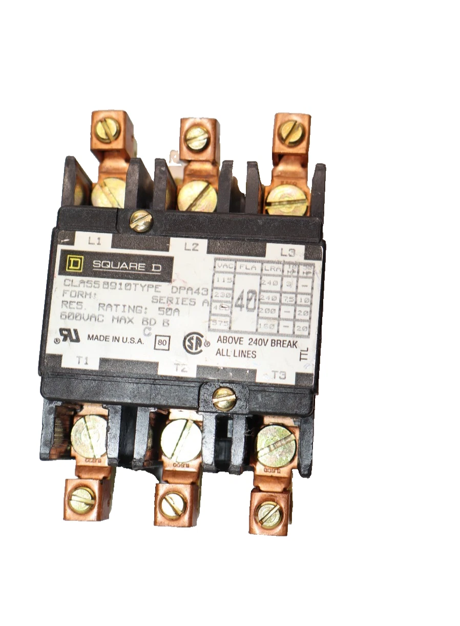 Used Square D Contactor 8910 DPA43 8910-DPA43 8910DPA43 Ser A 50A 208/240/220v coil